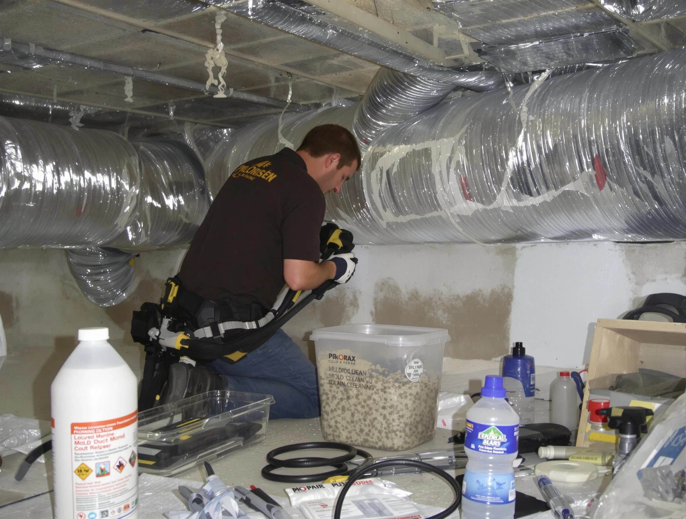 Ogden Air Duct Cleaning specialist performing professional mold removal from air ducts in Ogden