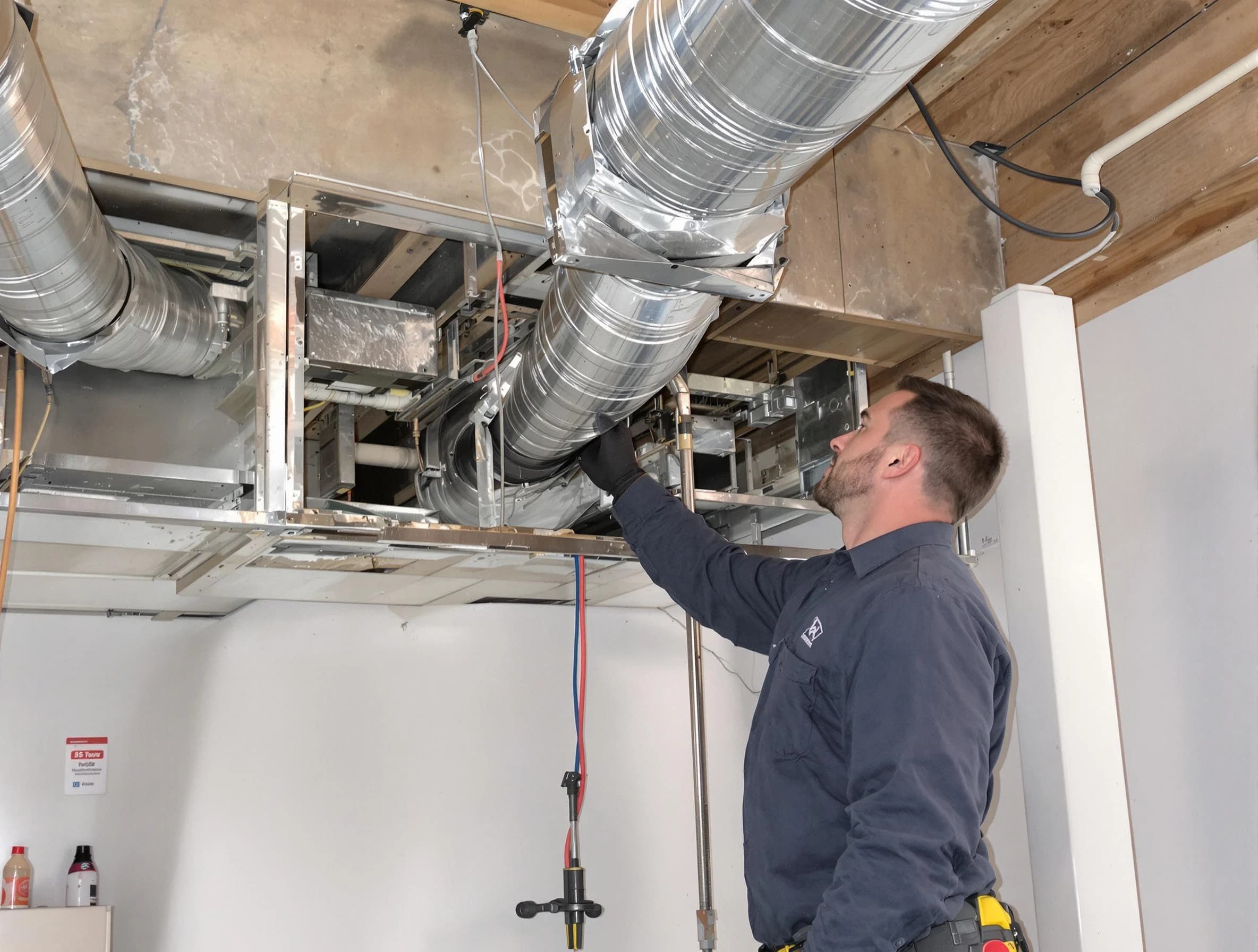Ogden Air Duct Cleaning technician performing professional air duct repair using specialized tools in Ogden