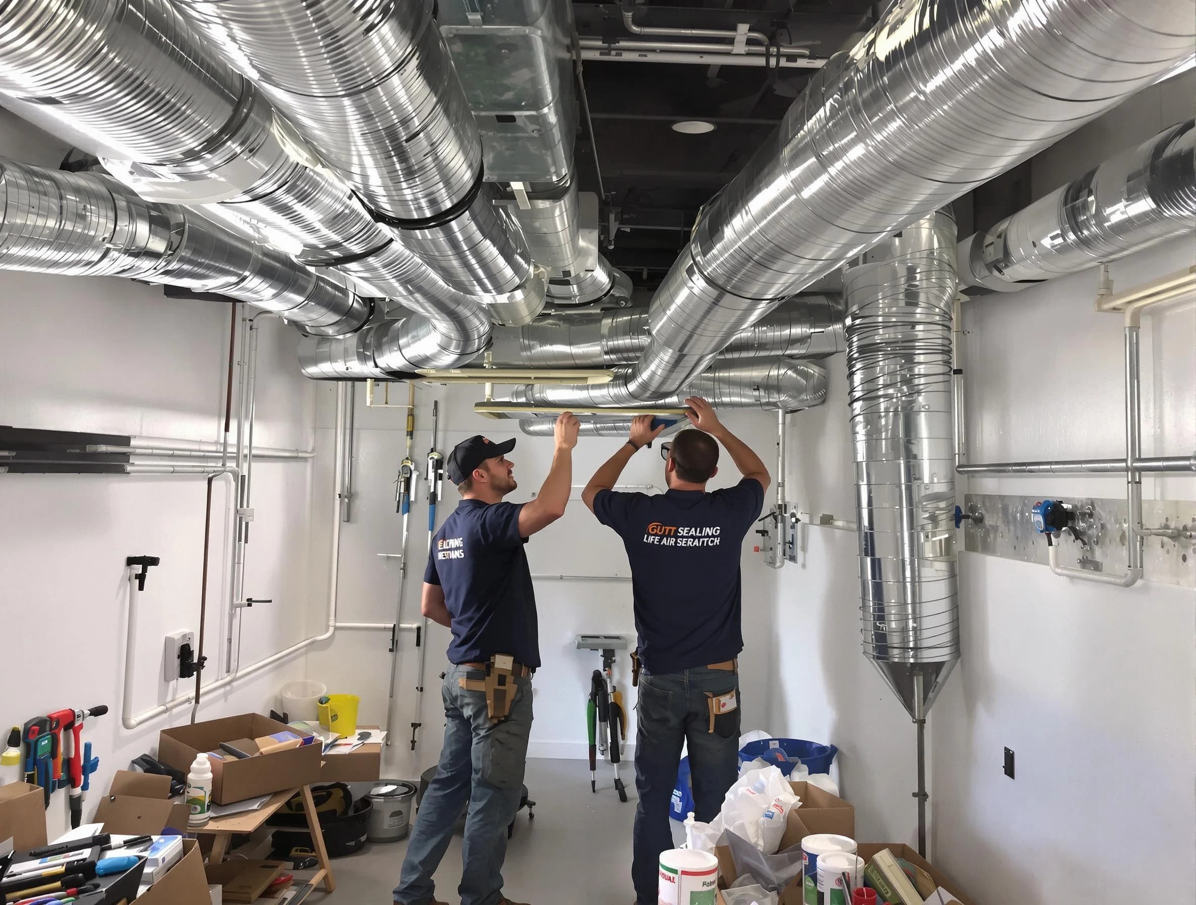 Ogden Air Duct Cleaning technician applying professional duct sealing solutions in Ogden