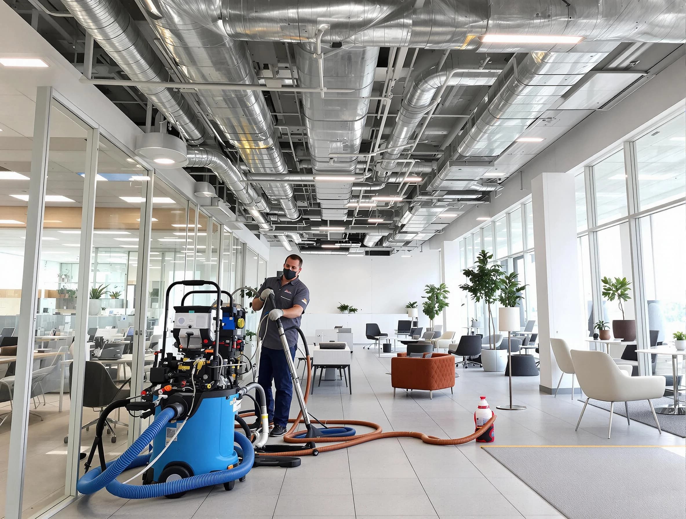 Ogden Air Duct Cleaning team conducting comprehensive commercial duct cleaning at a business location in Ogden