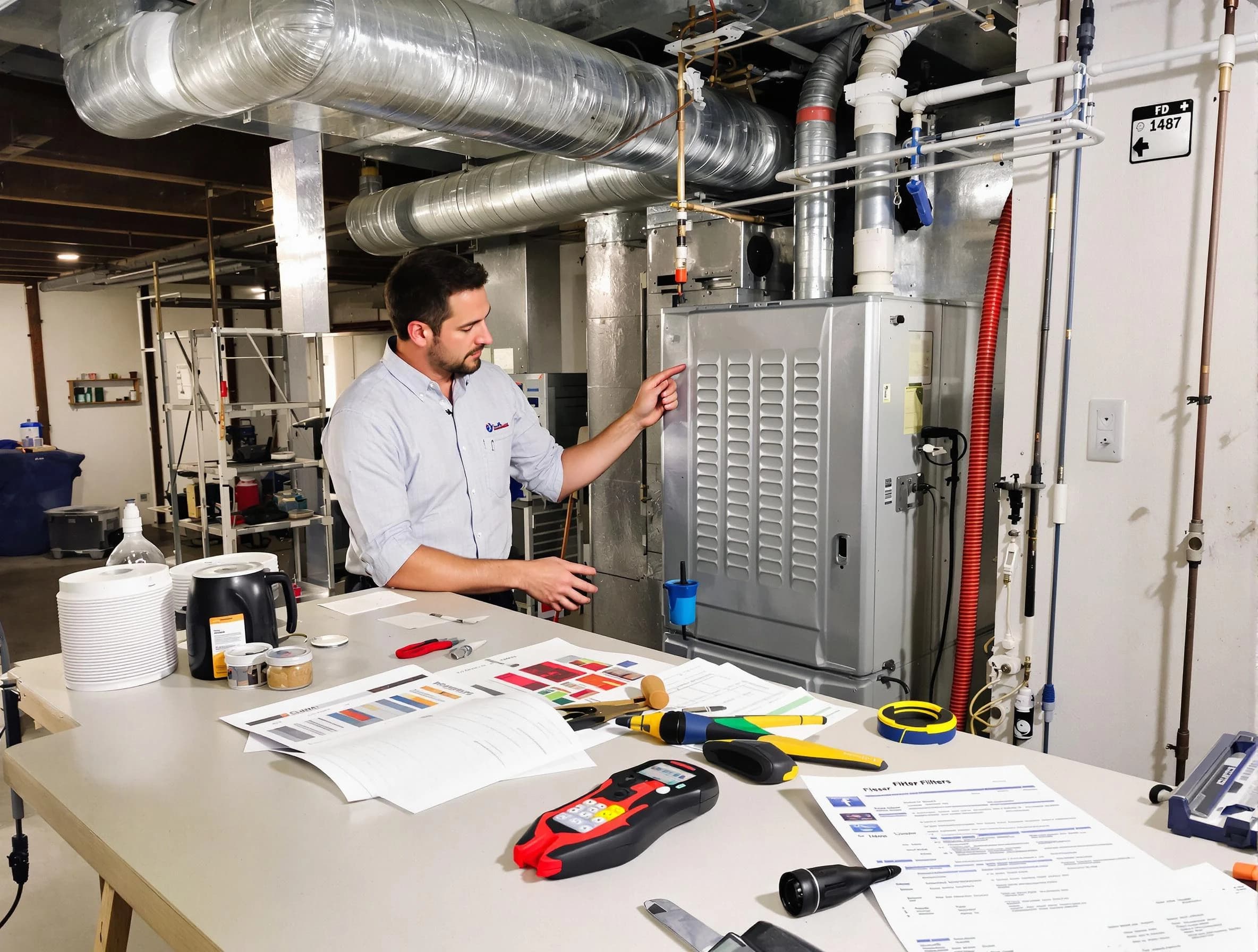 Ogden Air Duct Cleaning inspector conducting detailed filter system evaluation using professional diagnostic tools in Ogden