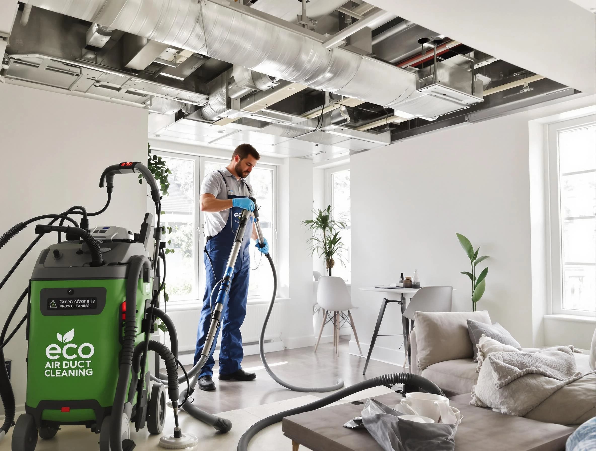 Ogden Air Duct Cleaning technician performing eco-friendly duct cleaning using sustainable methods in Ogden