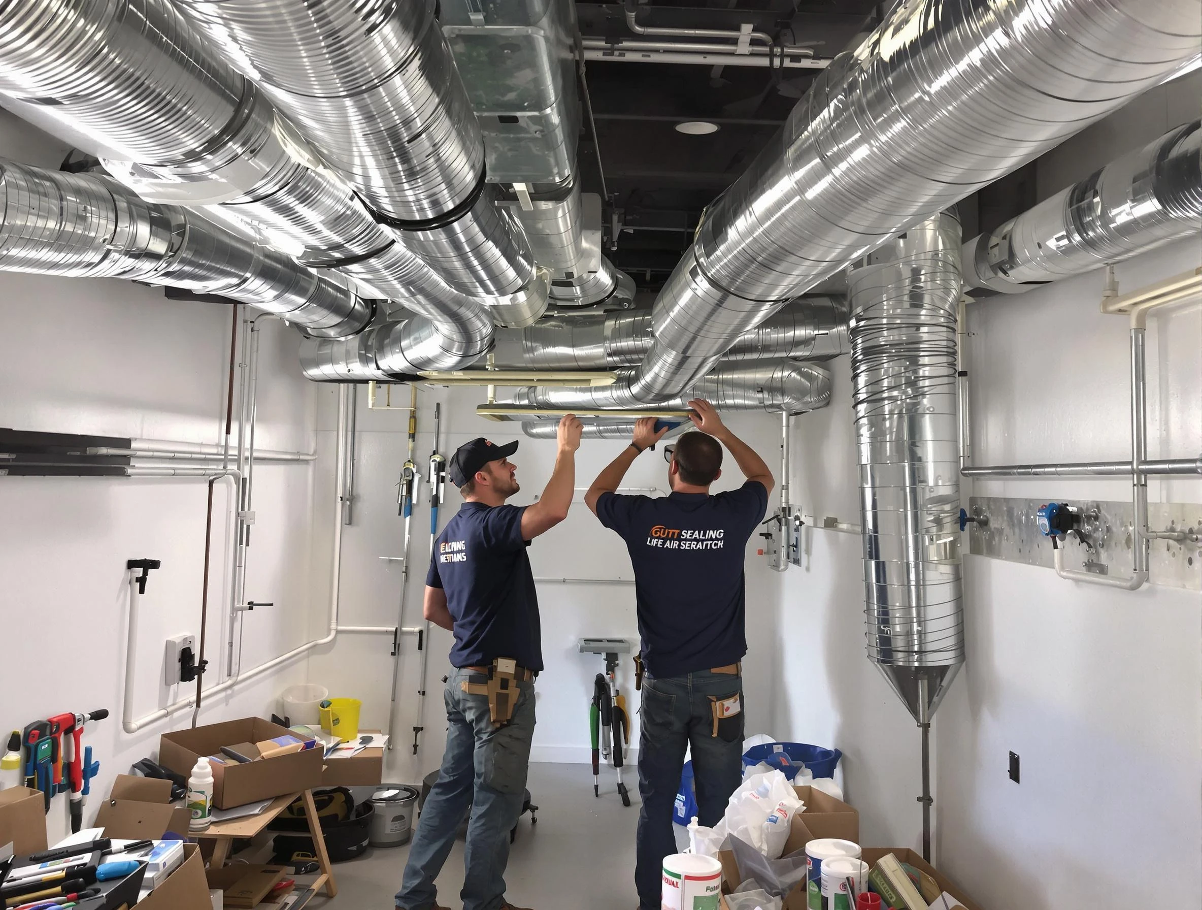 Ogden Air Duct Cleaning technician applying professional duct sealing solutions in Ogden