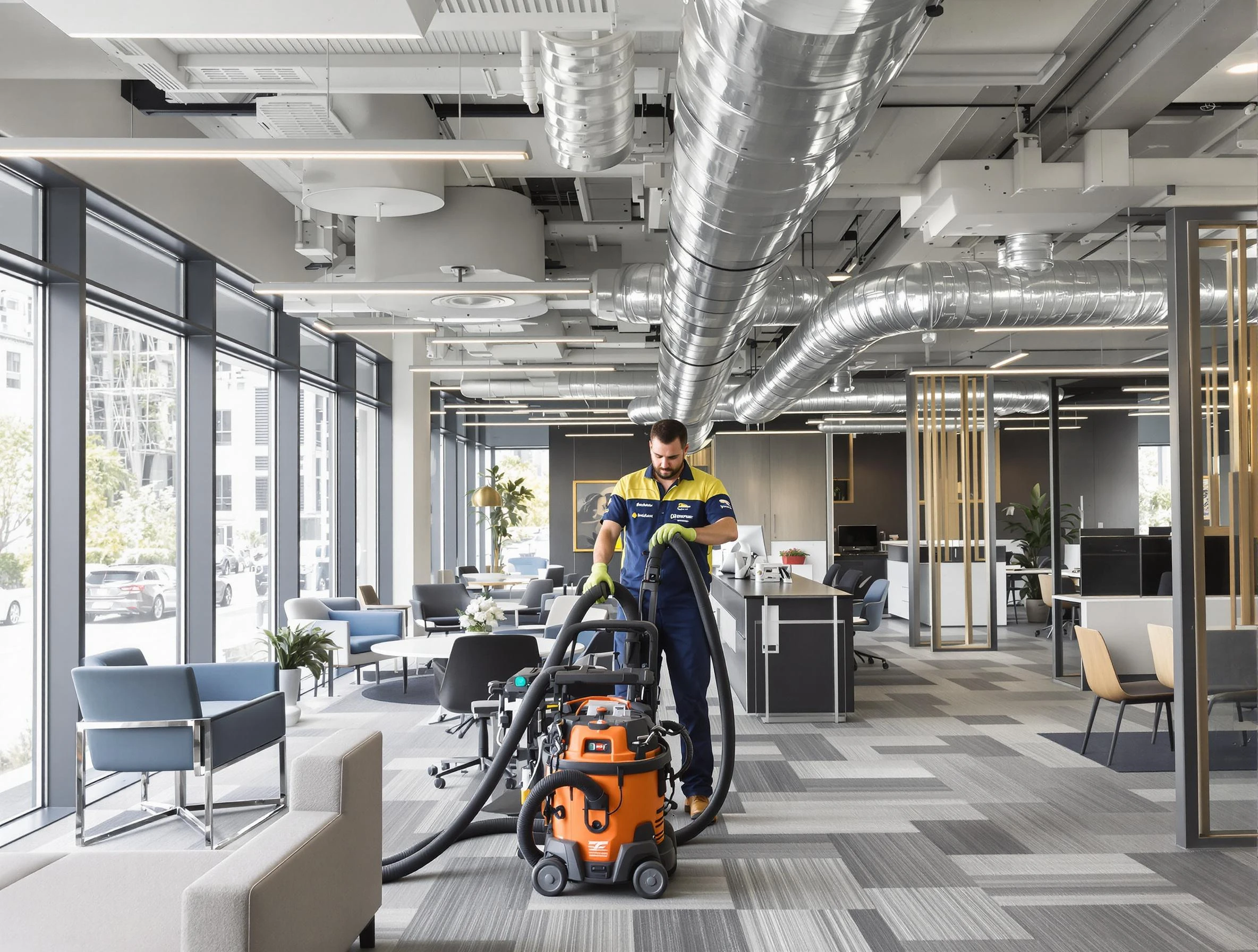 Ogden Air Duct Cleaning team performing thorough commercial duct cleaning at a Ogden business center